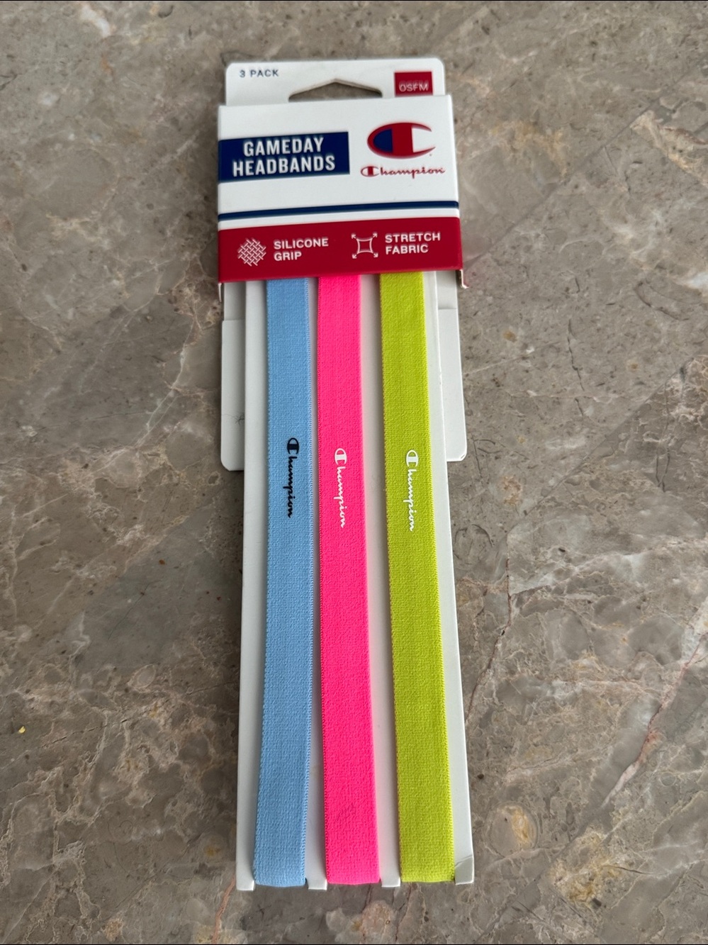 Champion Gameday Headbands 3-Pack Blue, Pink, Lime Green